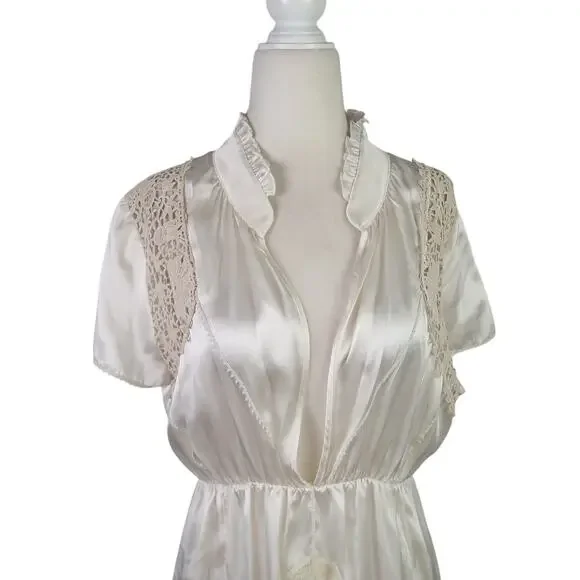 Hale Bob cream silk satin babydoll tunic top L - Picture 2 of 6